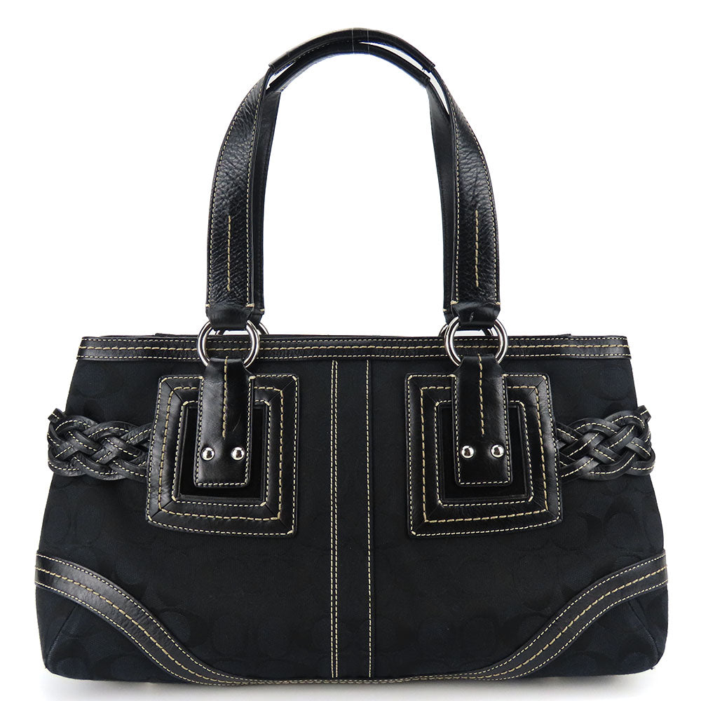 USED COACH 5089 Canvas Tote Bag Black