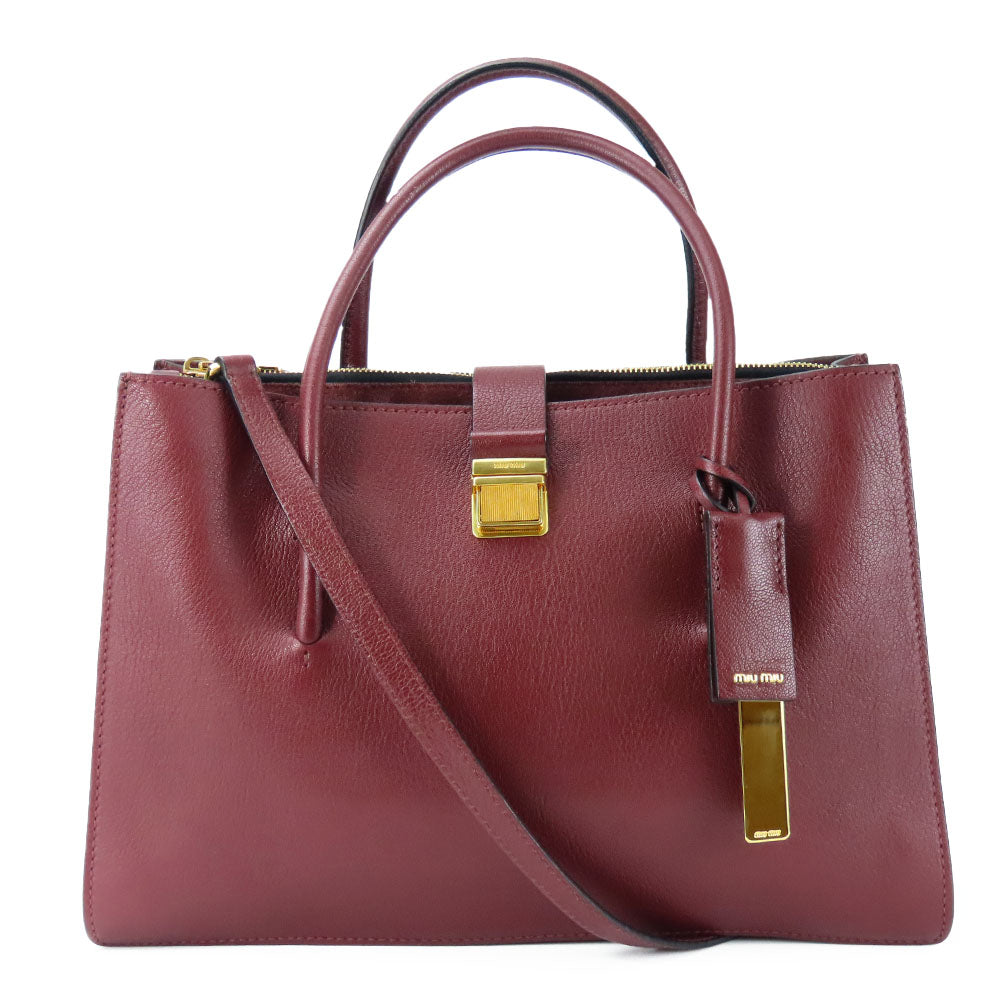 Miu Miu Leather Handbag 2WAY Bordeaux