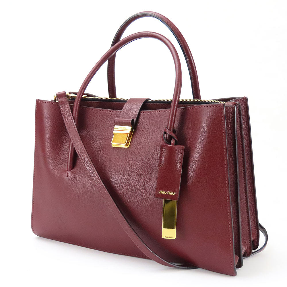 Miu Miu Leather Handbag 2WAY Bordeaux