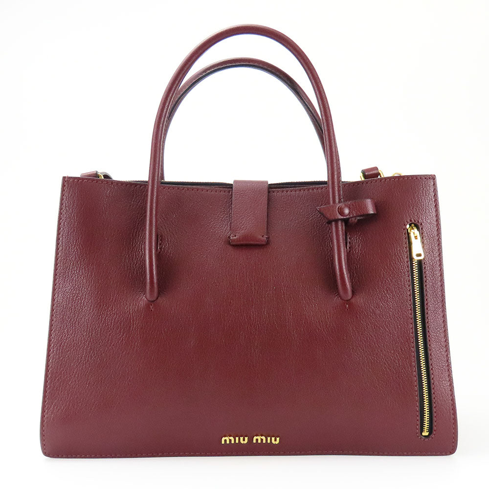 Miu Miu Leather Handbag 2WAY Bordeaux