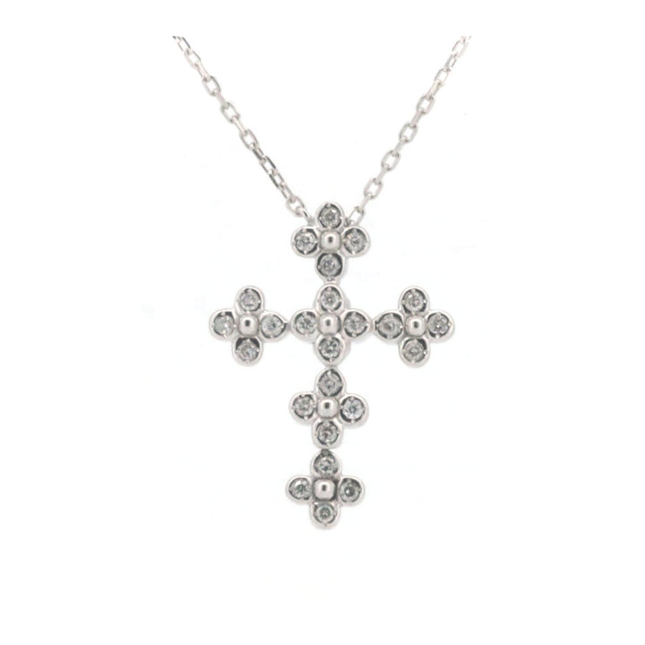 Vendome Aoyama Diamond Necklace 0.14ct Cross K18WG White Gold in Great Condition