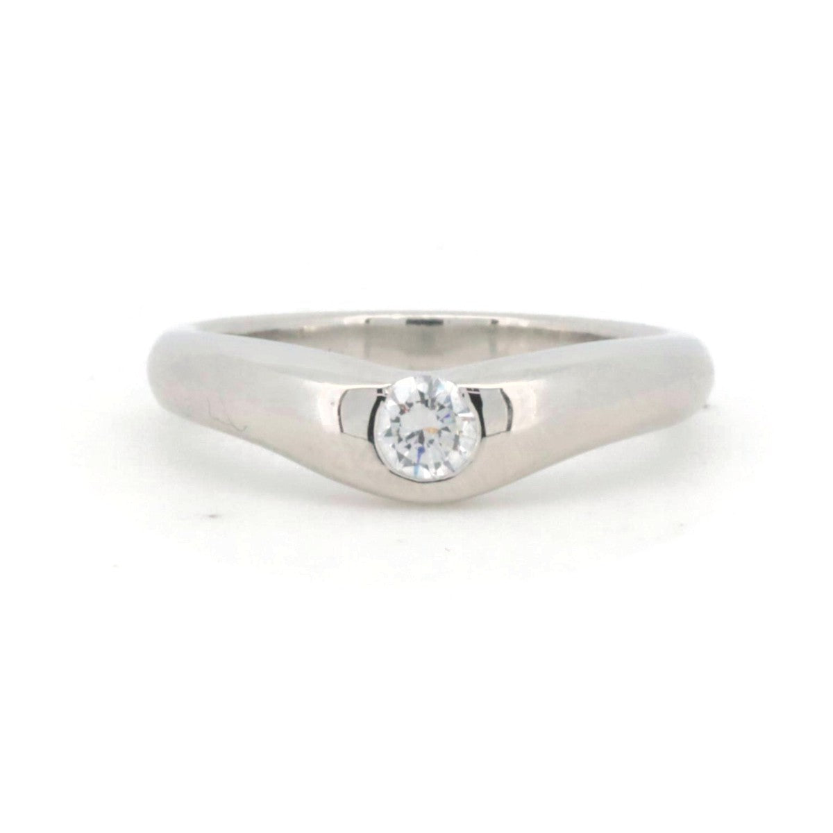 Tiffany & Co PT950 Platinum Diamond Curved Band Ring Size 10 in Great Condition