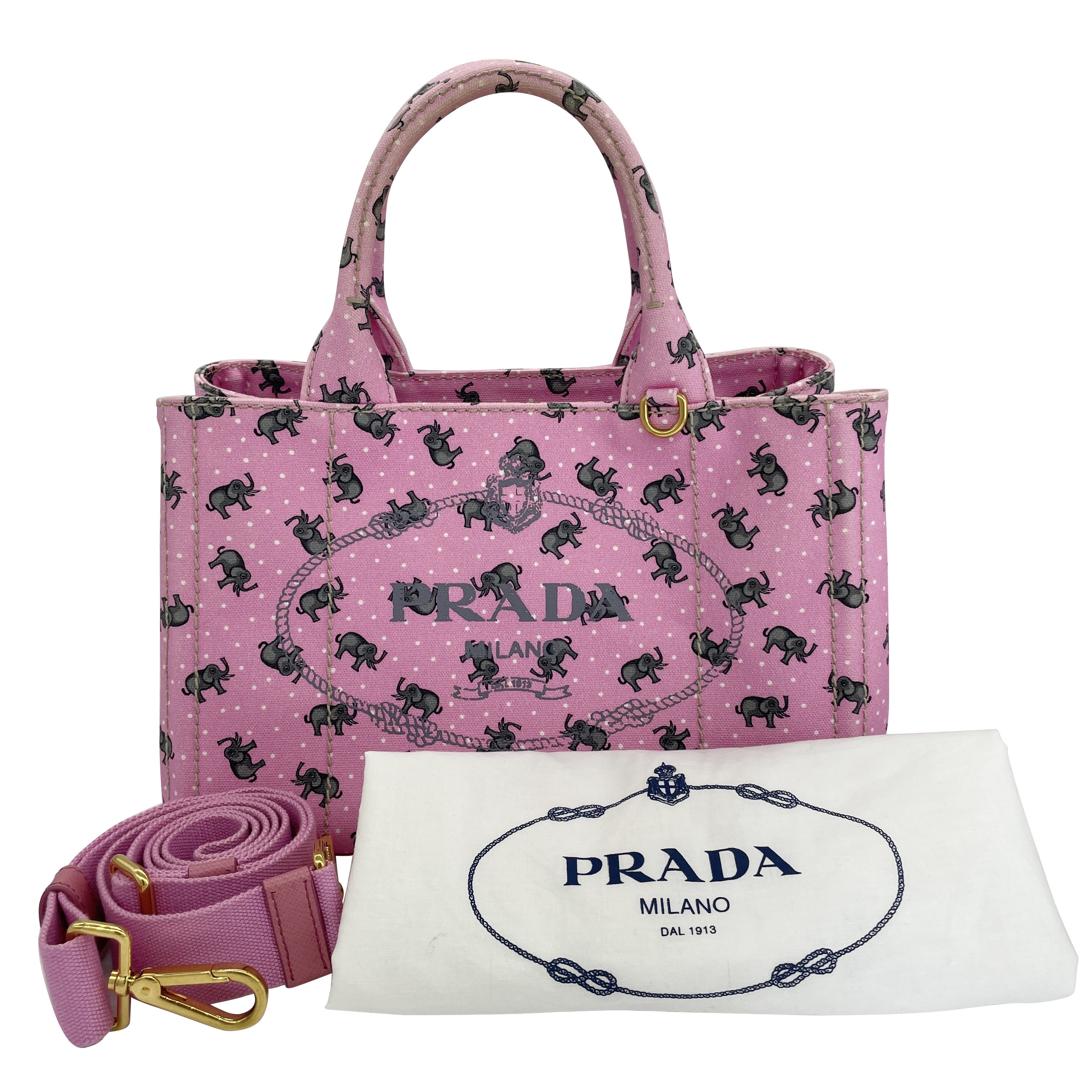 Prada Elephant Print Canapa Handbag Canvas Handbag in Great Condition