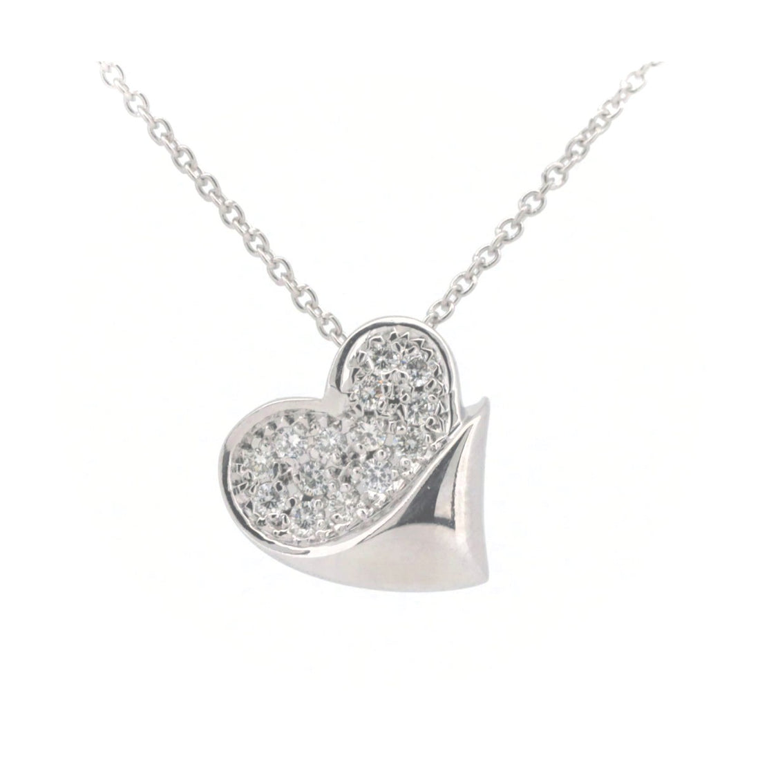 Pre-owned Star Jewelry Diamond Heart Necklace 0.18ct K18WG in Great Condition