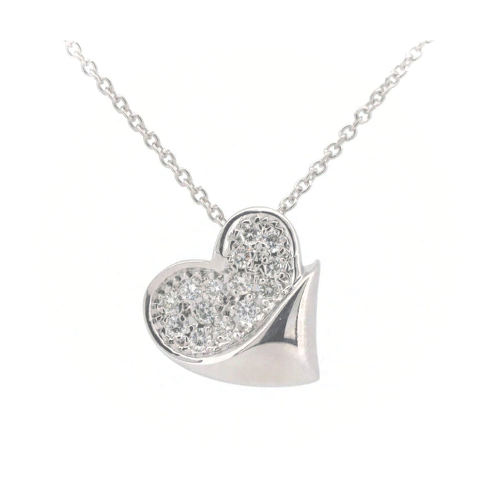 Pre-owned Star Jewelry Diamond Heart Necklace 0.18ct K18WG in Great Condition