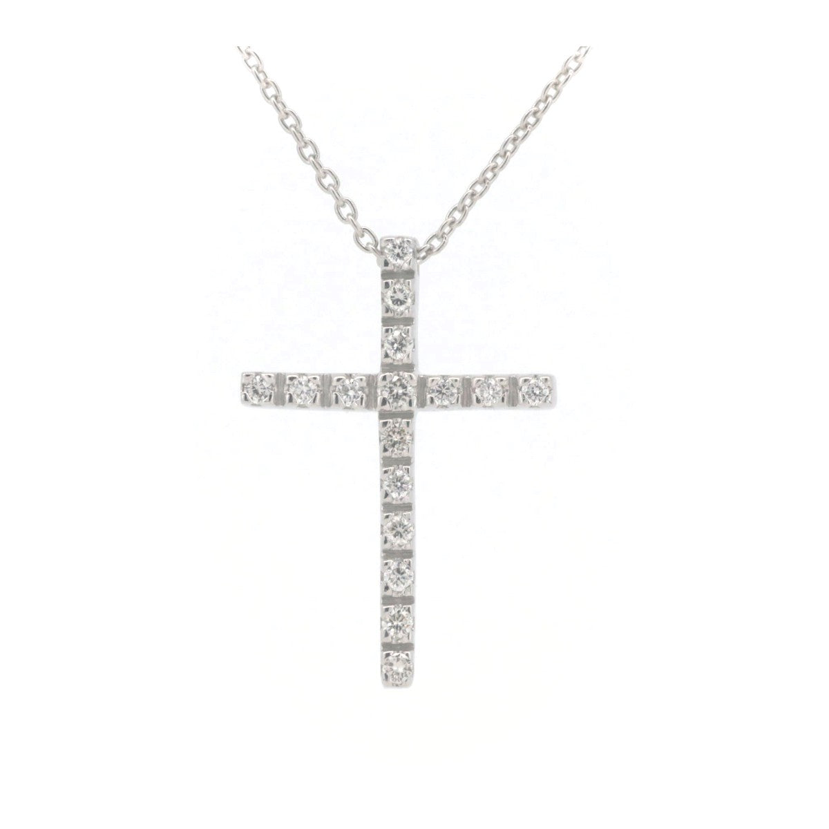 Pre-owned Star Jewelry Diamond Cross Necklace K18WG in Great Condition