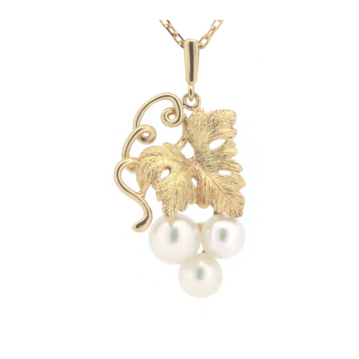 Mikimoto K18YG Yellow Gold Pearl Necklace with Grape Motif