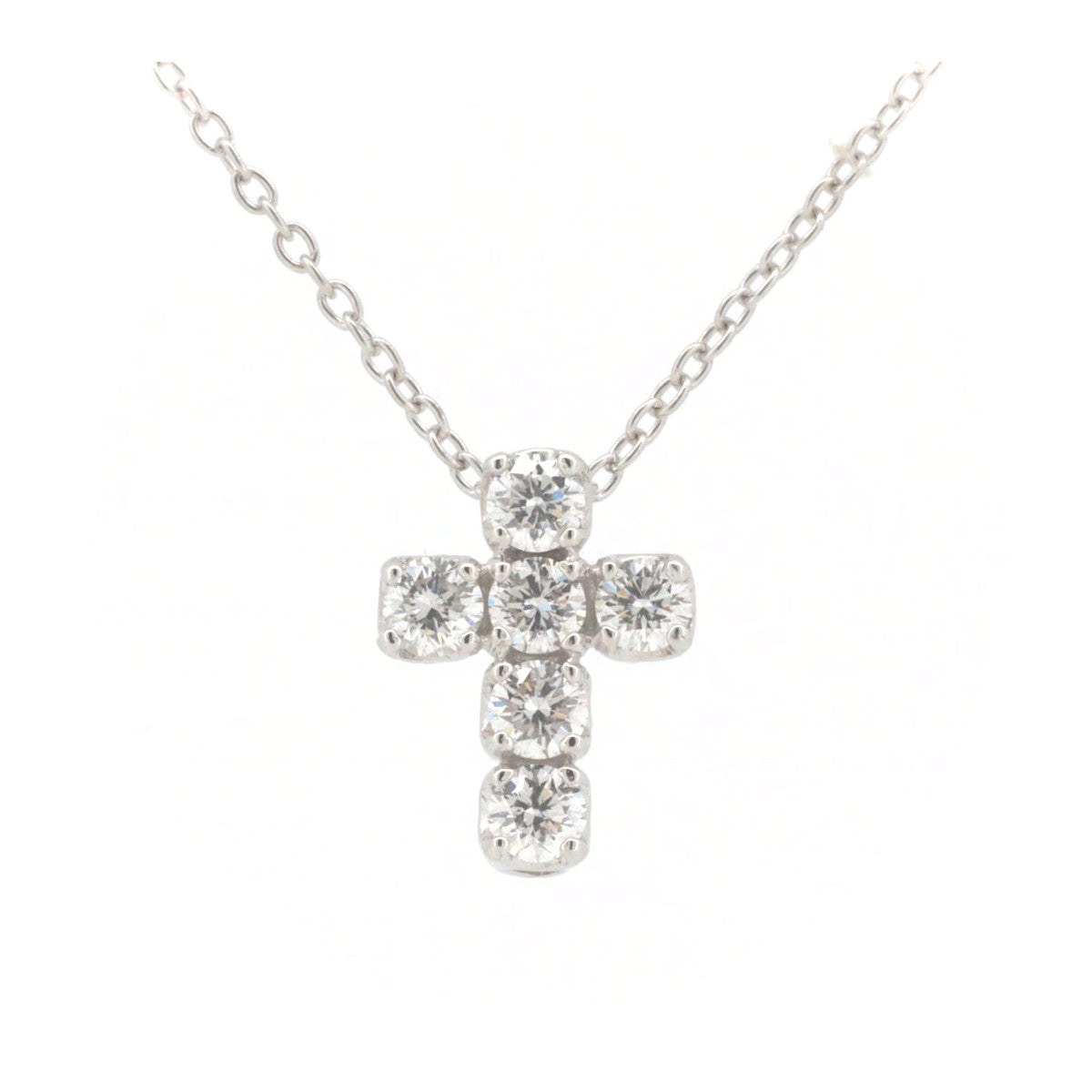 Ponte Vecchio Diamond Cross Necklace 0.41ct K18WG White Gold in Great Condition