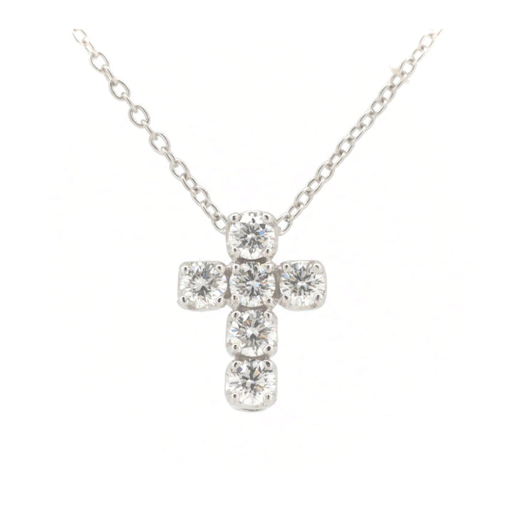 Ponte Vecchio Diamond Cross Necklace 0.41ct K18WG White Gold in Great Condition