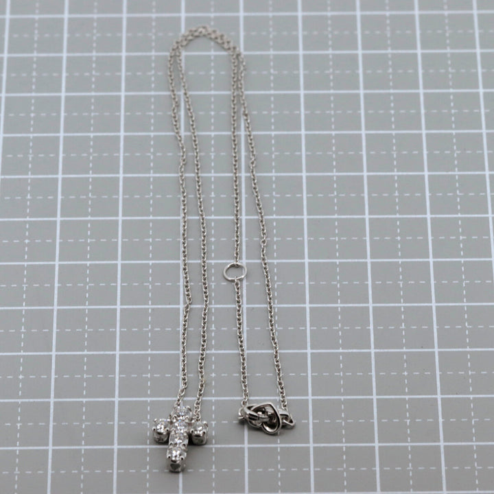 Ponte Vecchio Diamond Cross Necklace 0.41ct K18WG White Gold in Great Condition