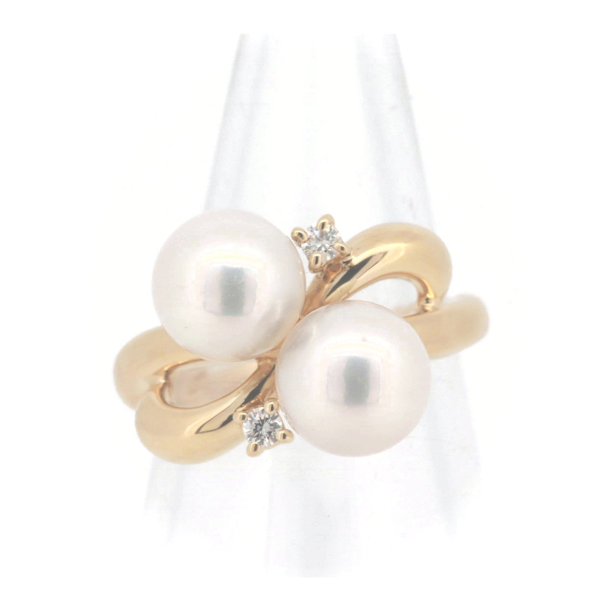 Tasaki K18YG Pearl Diamond Ring 6号 in Great Condition