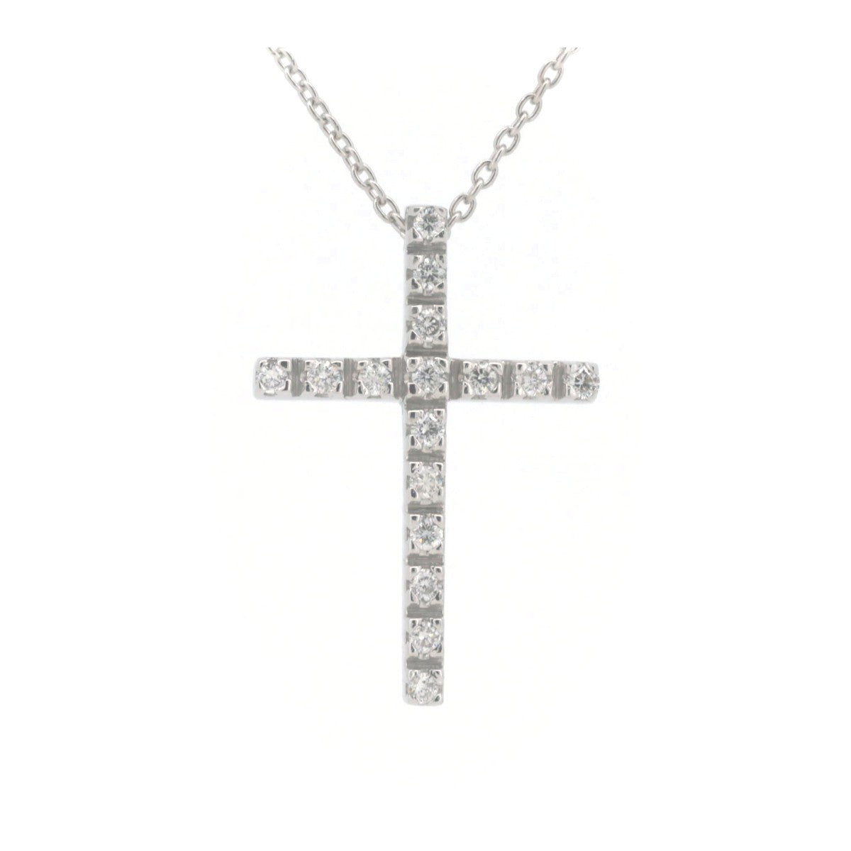 Pre-owned K18WG Diamond Cross Necklace 0.16ct in Great Condition