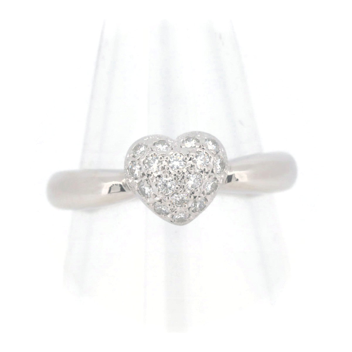 Mikimoto PT950 Platinum Diamond Heart Pave Ring 0.19ct Size 11