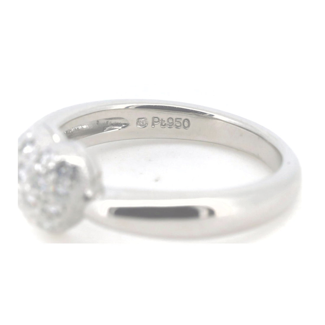 Mikimoto PT950 Platinum Diamond Heart Pave Ring 0.19ct Size 11 in Great Condition