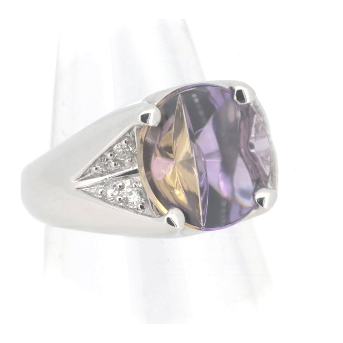 Amethyst Ametrine Diamond Ring K18WG 11 in Great Condition