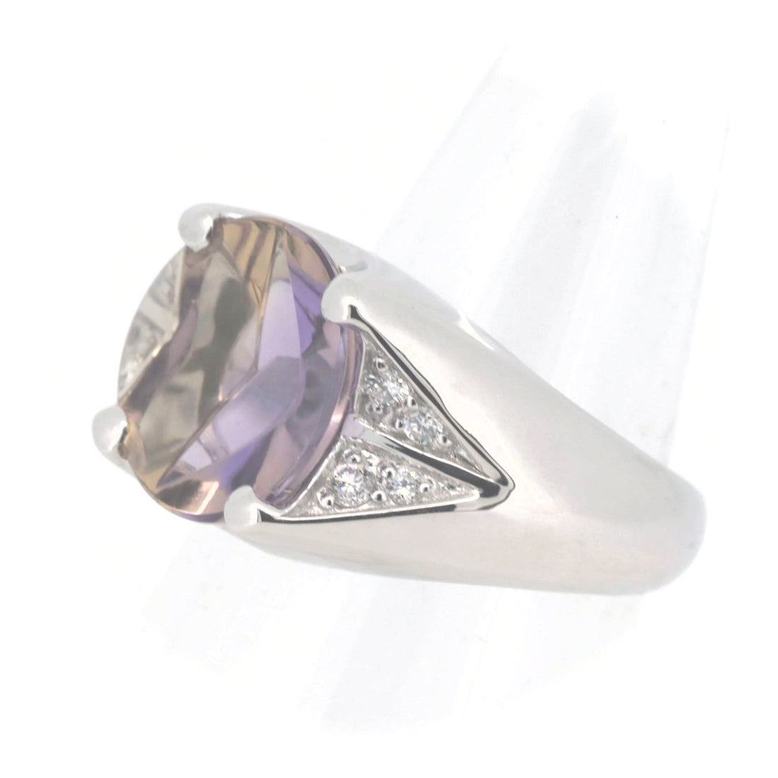 Amethyst Ametrine Diamond Ring K18WG 11 in Great Condition