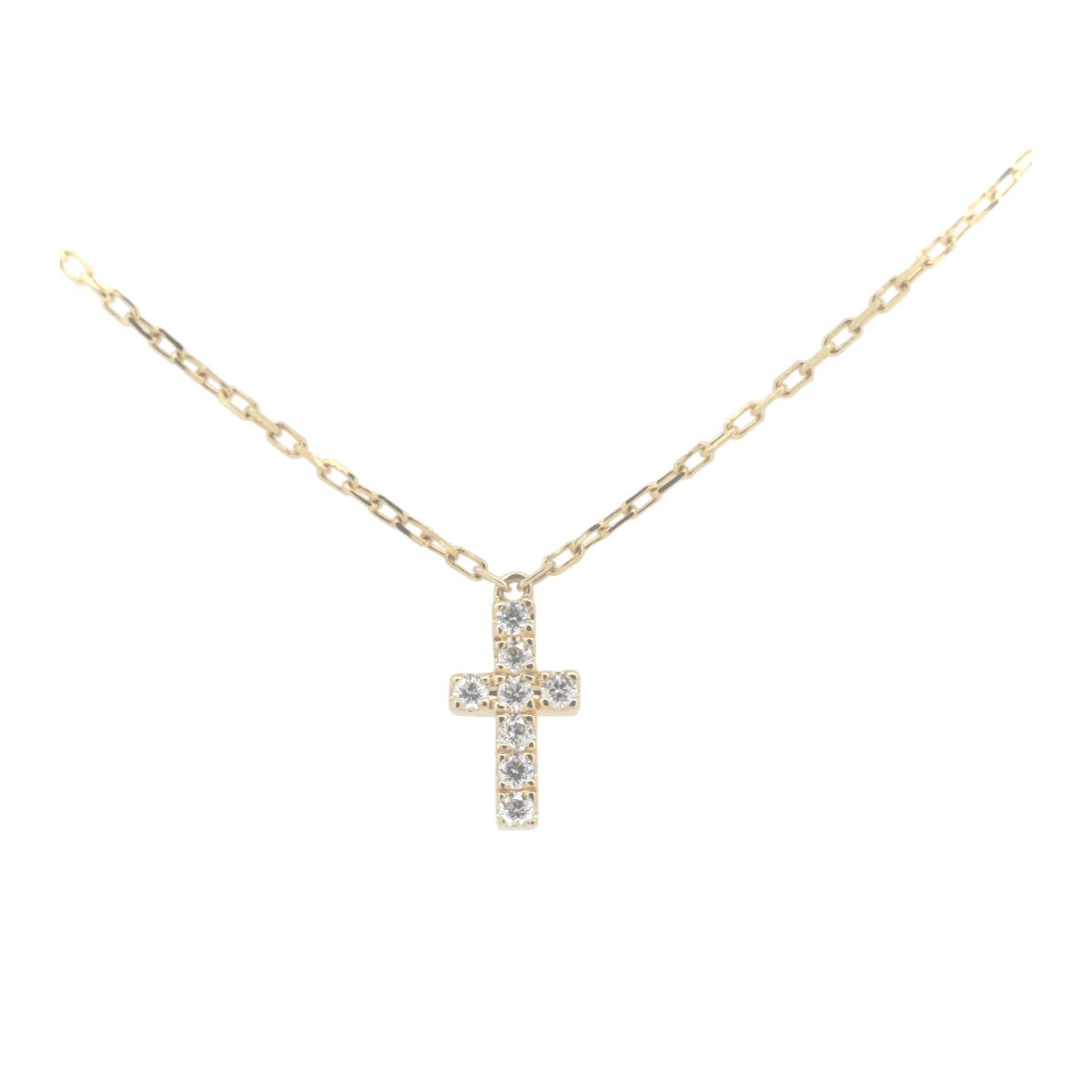 Pre-owned AHKAH Diamond Cross Necklace 0.05ct K18YG in Great Condition