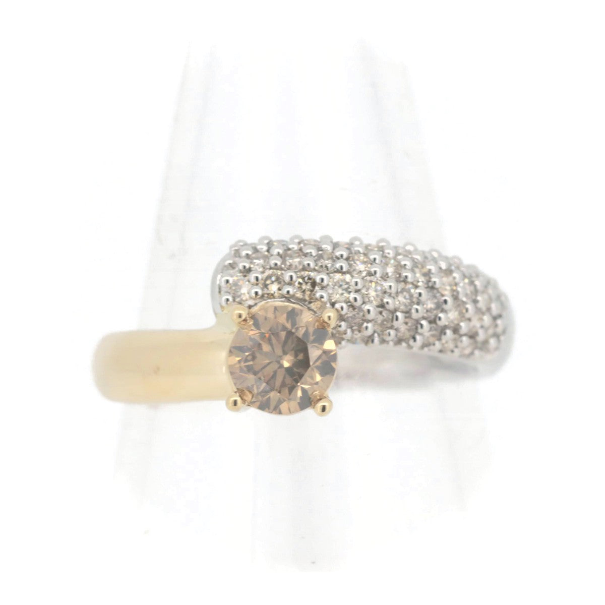 Brown Diamond Ring 0.70CT 0.48CT K18YG/PT950 18K Yellow Gold/Platinum in Great Condition