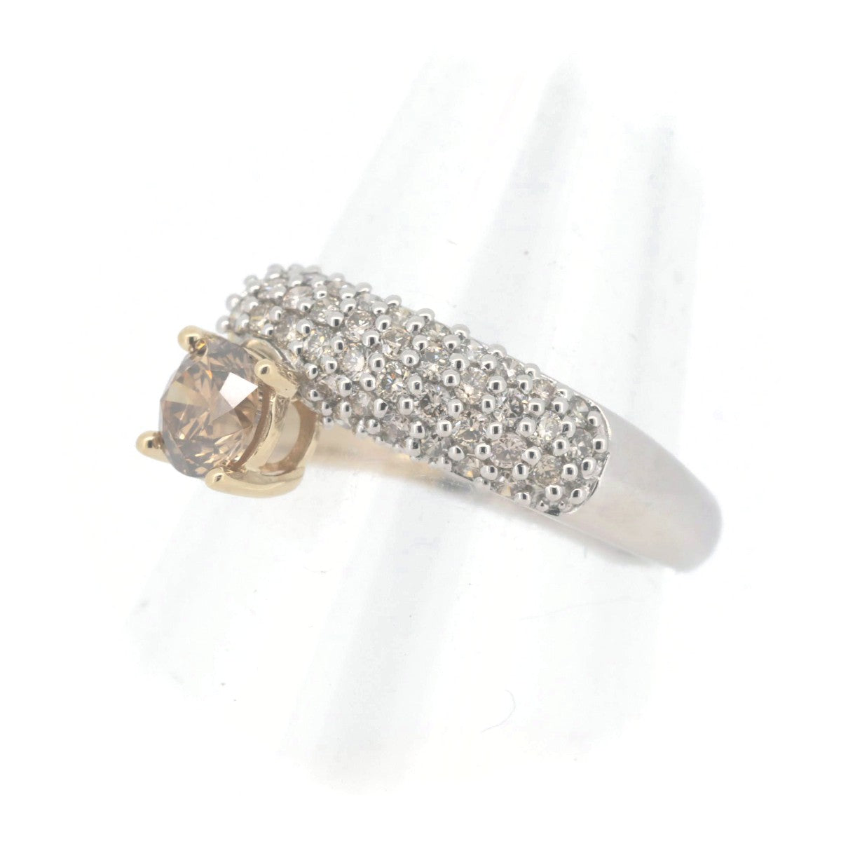 Brown Diamond Ring 0.70CT 0.48CT K18YG/PT950 18K Yellow Gold/Platinum