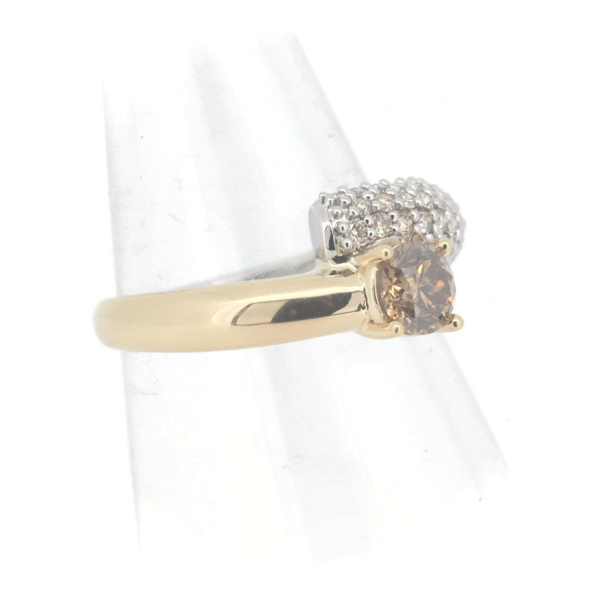 Brown Diamond Ring 0.70CT 0.48CT K18YG/PT950 18K Yellow Gold/Platinum