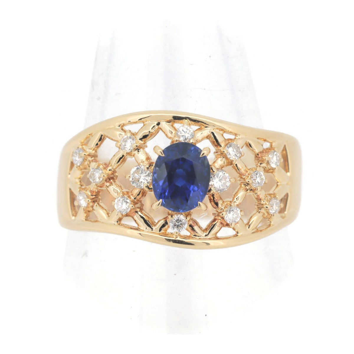 Tasaki K18YG Yellow Gold Sapphire Diamond Ring in Great Condition