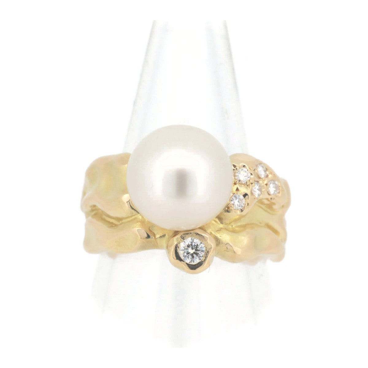 Tasaki K18YG Pearl Diamond Ring 11号 0.14CT in Great Condition