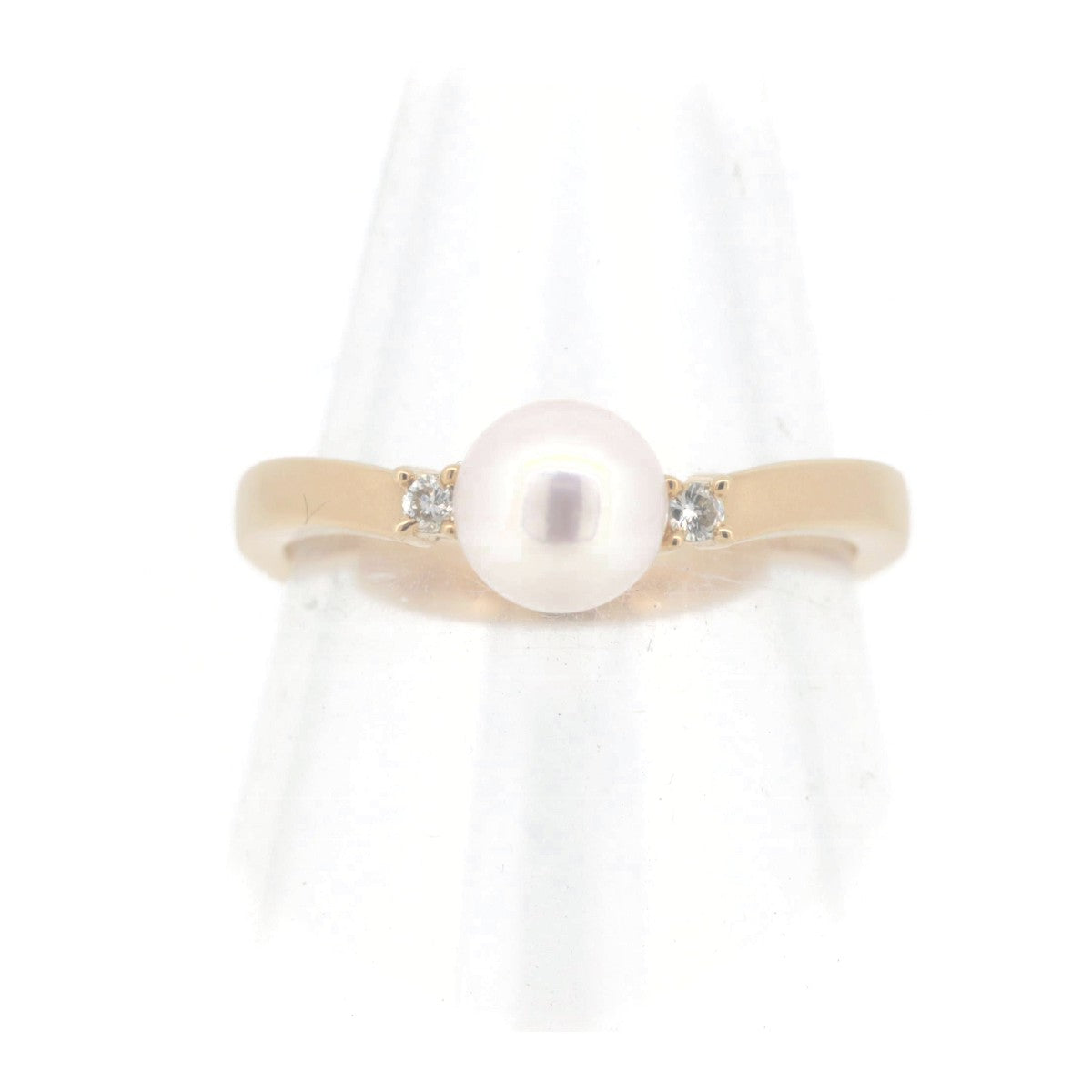 Tasaki K18 Yellow Gold Pearl Diamond Ring Size 8