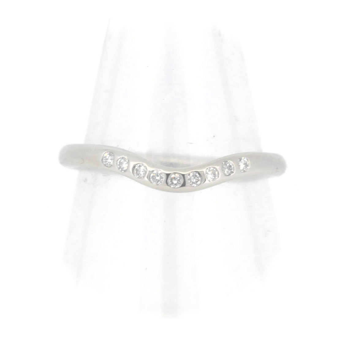 Tiffany & Co PT950 Platinum Diamond Curved Band Ring Size 8.5 in Great Condition