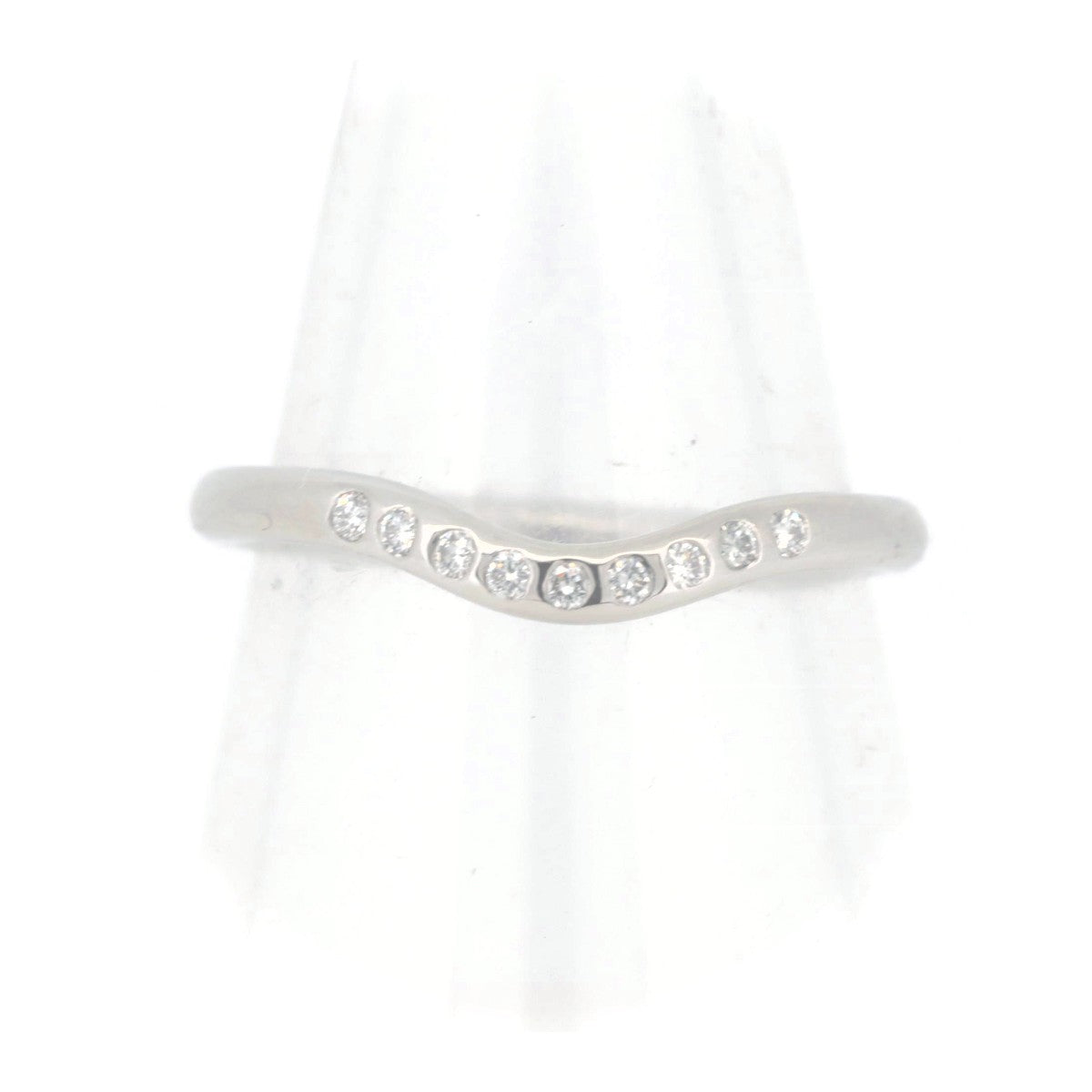 Tiffany & Co PT950 Platinum Diamond Curved Band Ring Size 8.5