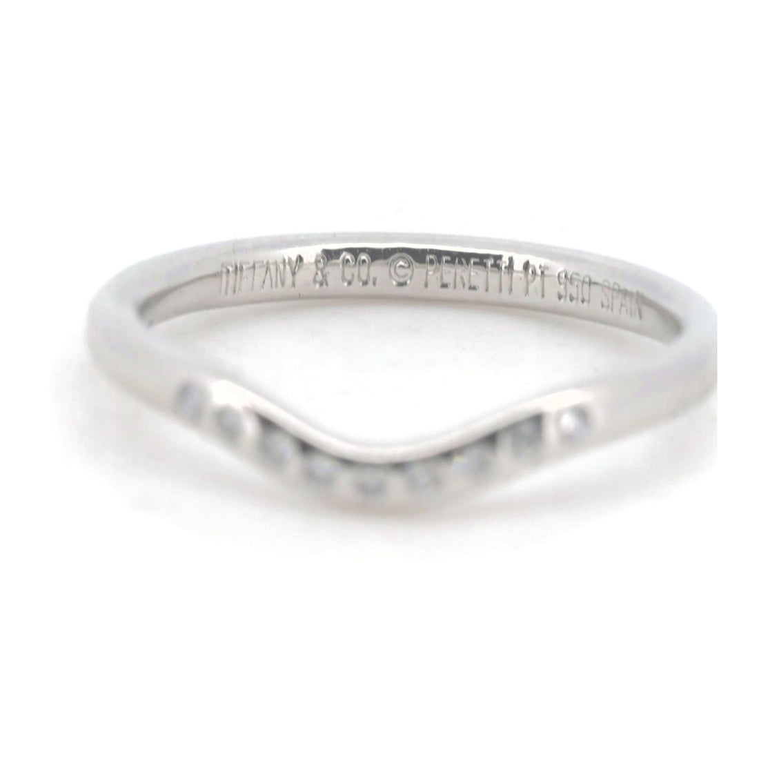 Tiffany & Co PT950 Platinum Diamond Curved Band Ring Size 8.5 in Great Condition