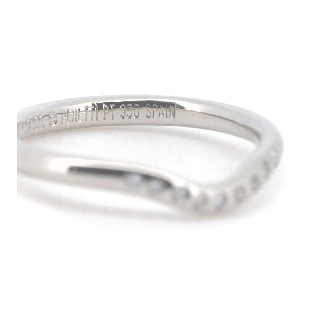 Tiffany & Co PT950 Platinum Diamond Curved Band Ring Size 8.5 in Great Condition