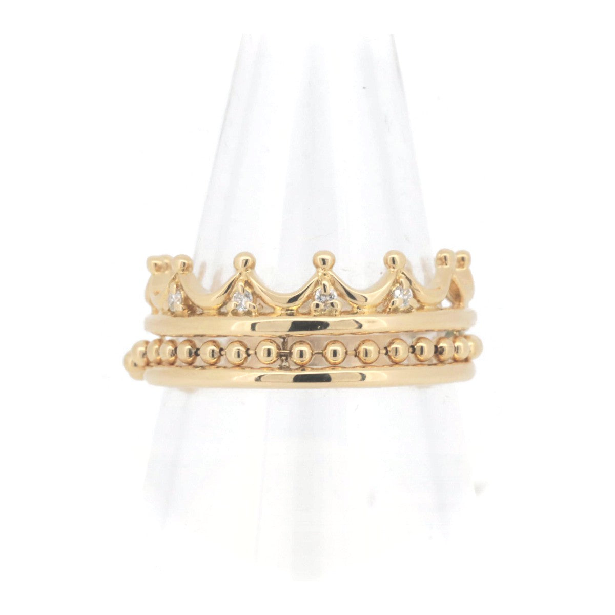 K18YG Yellow Gold Diamond Crown Motif Ring 13.5 in Great Condition