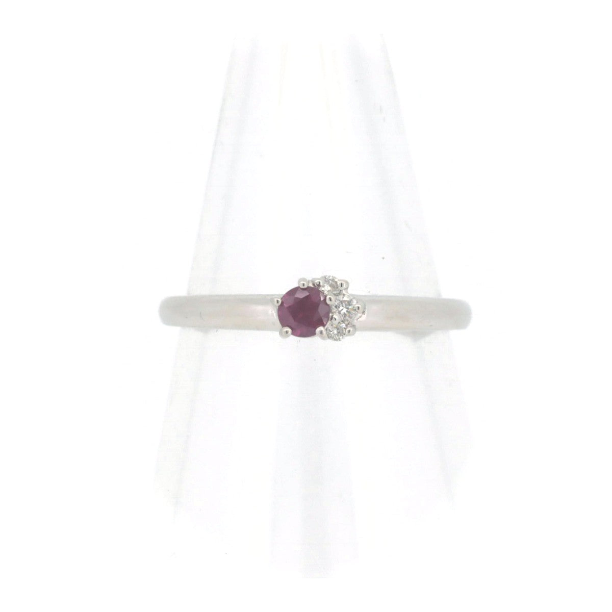 Pre-owned PT950 Platinum Ruby Diamond Ring Size 10 in Great Condition