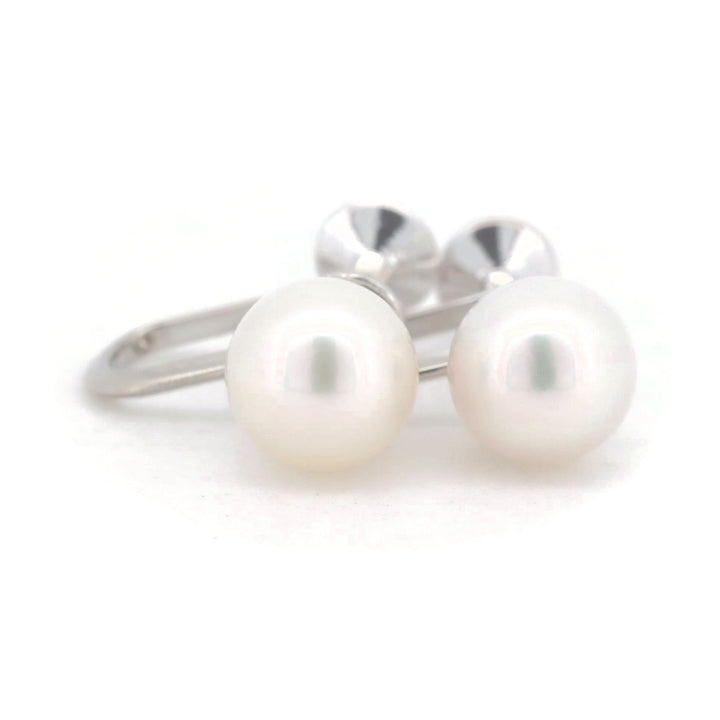 Mikimoto Pearl Earrings 7.4mm K14 White Gold in Great Condition