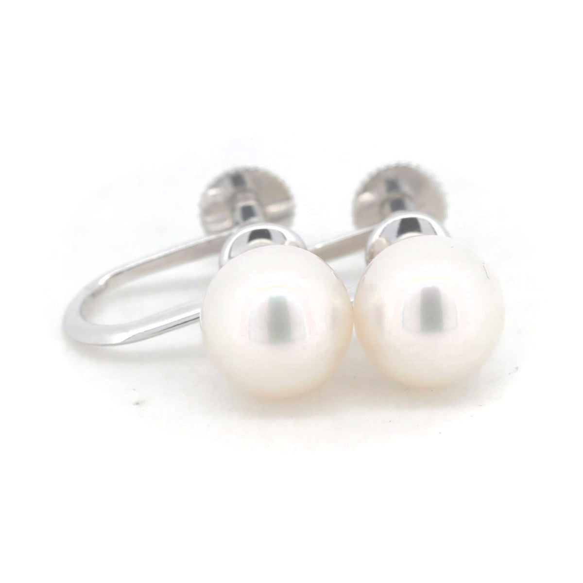 Polara Pearl Earrings 8.0mm K14 White Gold Clip-On in Great Condition