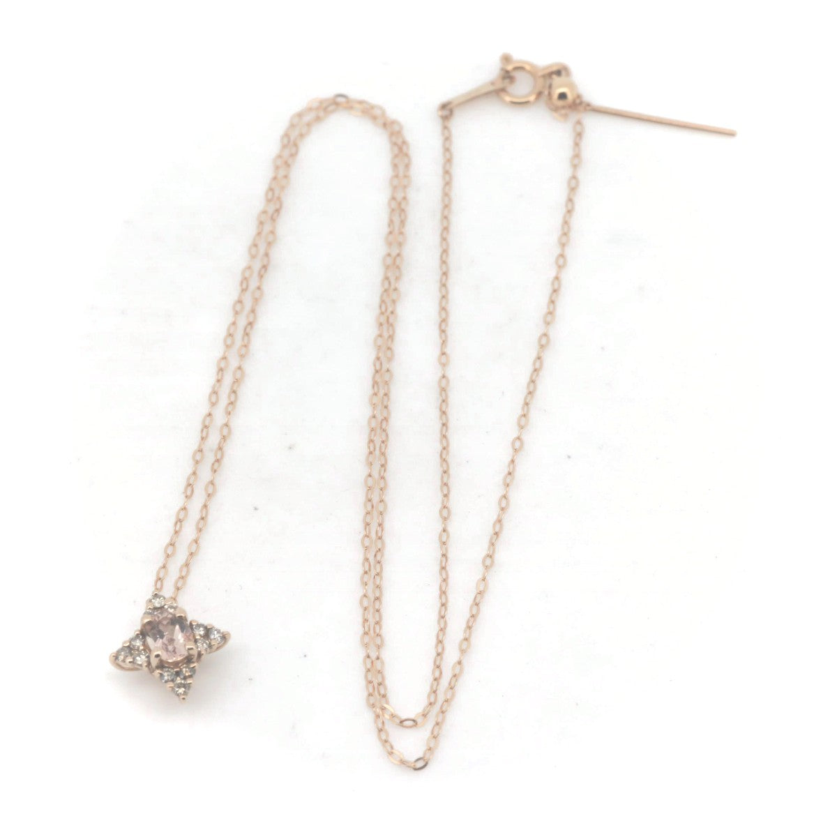 K18PG Pink Gold Topaz Diamond Pendant Necklace