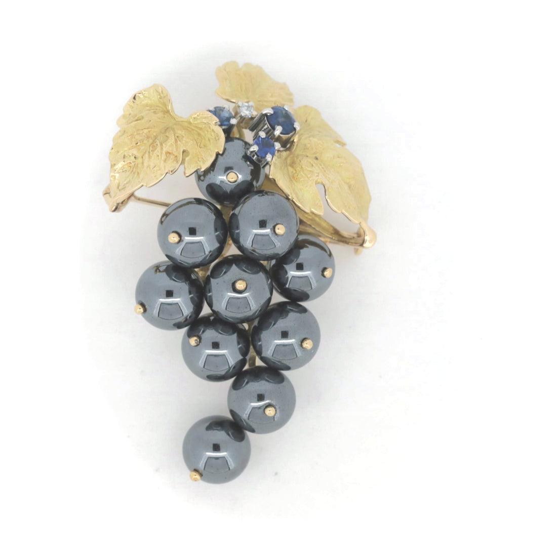 Hematite Sapphire Diamond Pendant K18YG/PT900