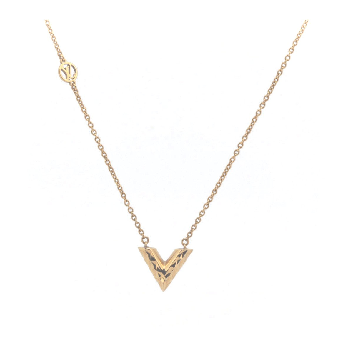 Louis Vuitton Gold V Essential Necklace M64268 in Very Good Condition