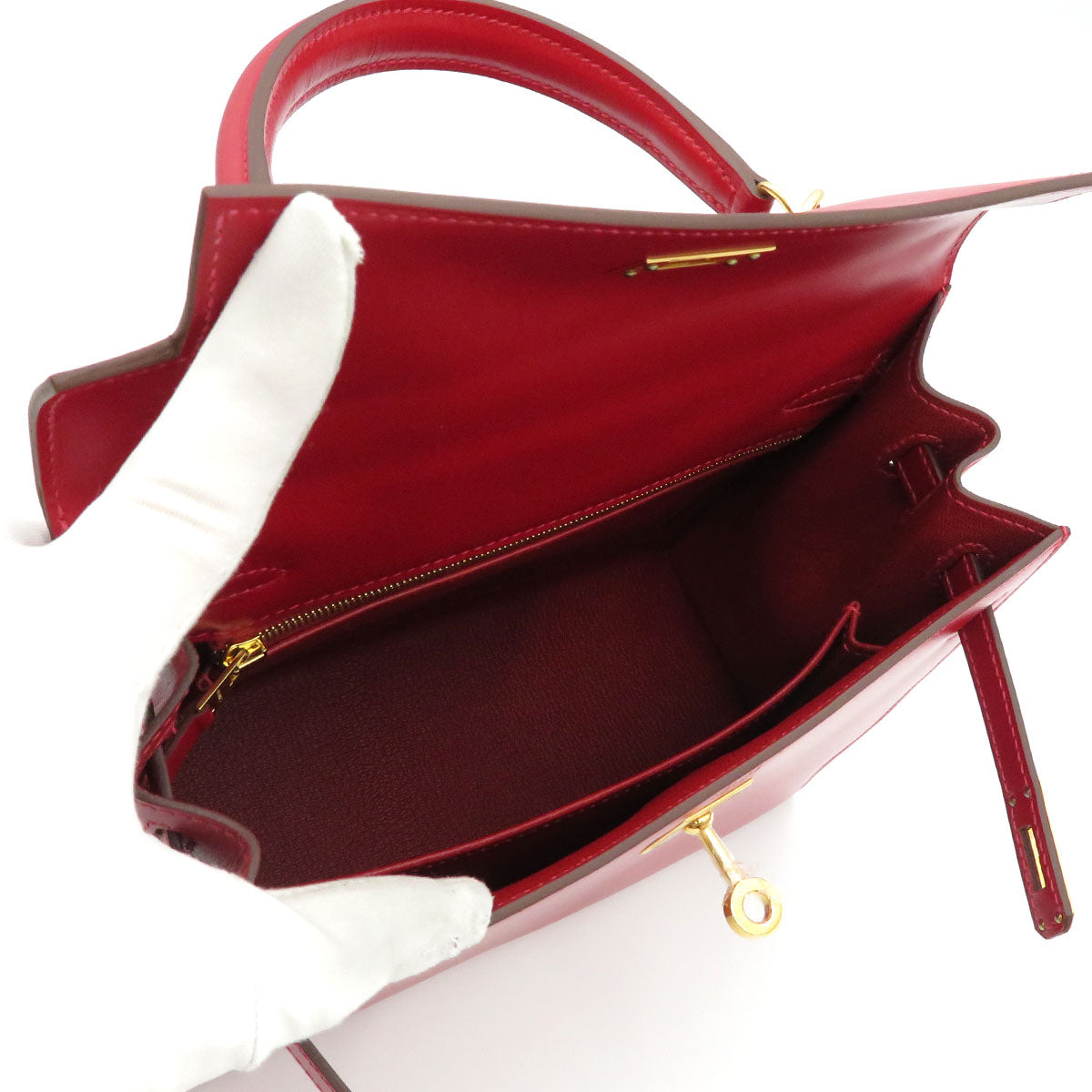 Hermes Tadelakt Handbag Rouge Vif