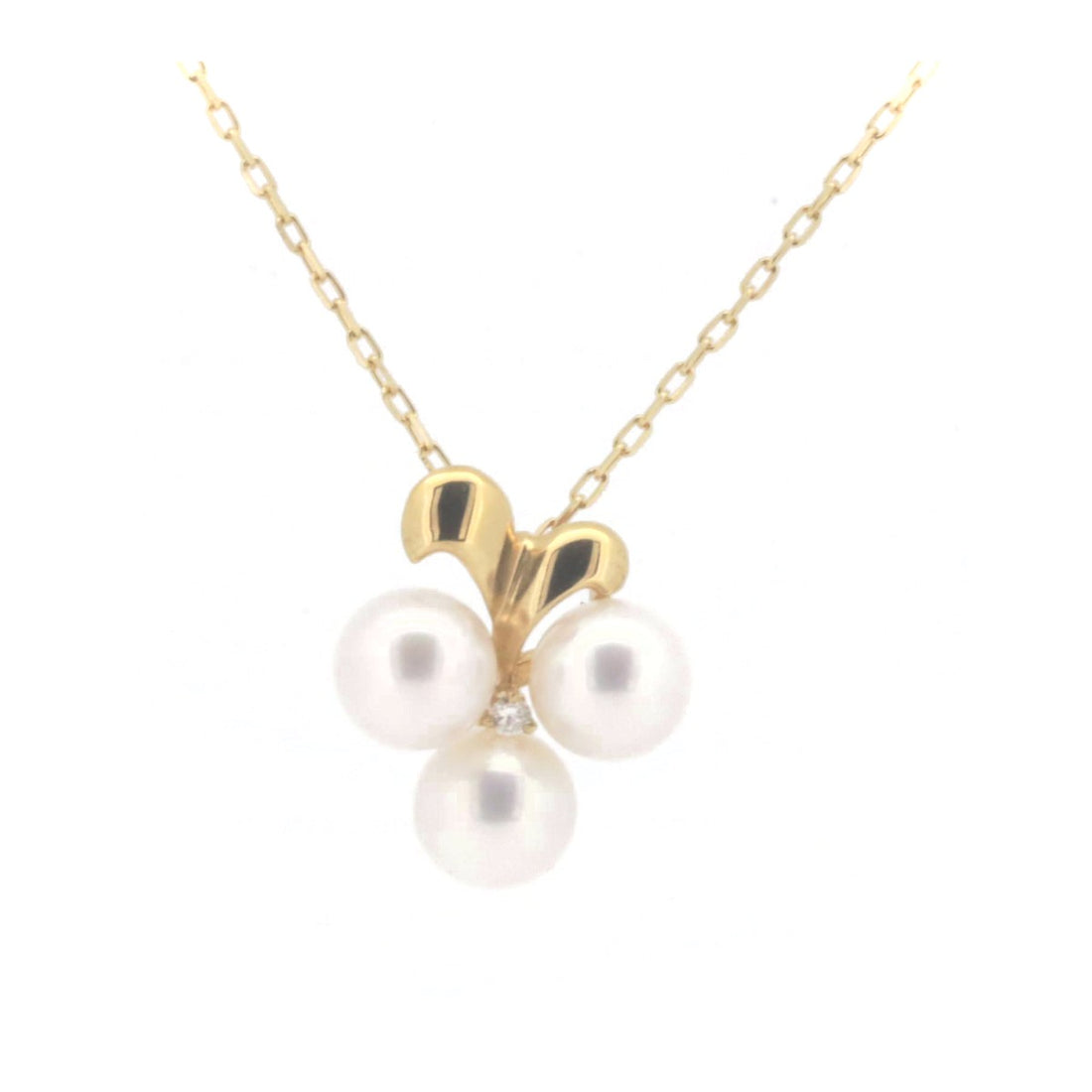 Mikimoto K18YG Pearl Diamond Necklace in Great Condition