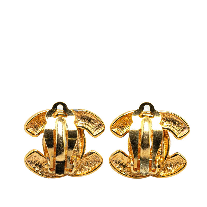 Chanel Coco Mark Matelasse Earrings Gold