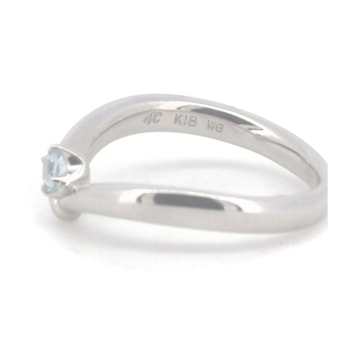 Pre-owned K18WG Aquamarine Ring Size 8 in Great Condition