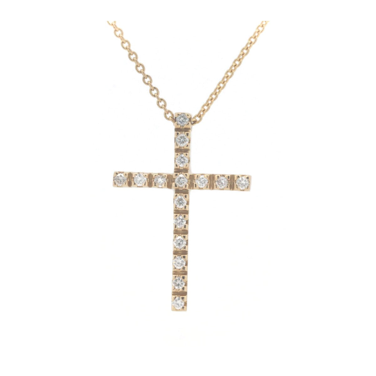 Pre-owned K18YG Diamond Cross Necklace 0.16ct in Great Condition