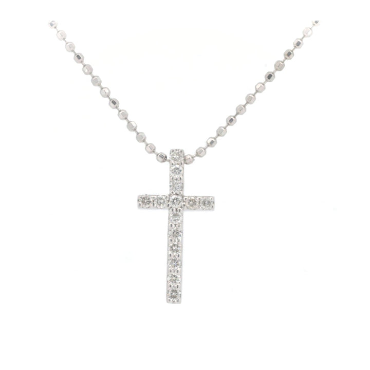 Vendome Aoyama Diamond Cross Necklace 0.12ct K18WG in Great Condition