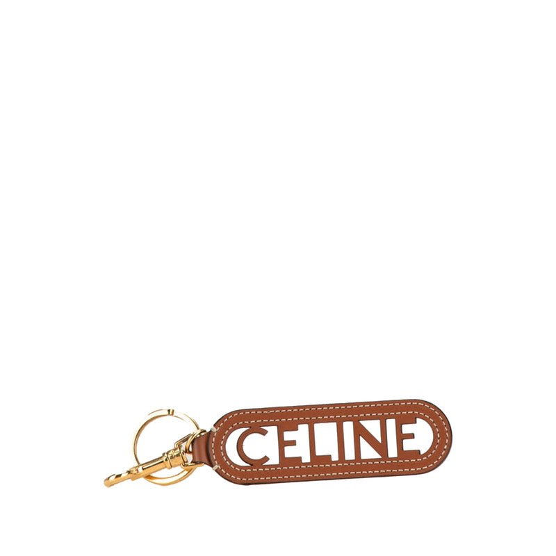 Celine Leather Logo Charm Keychain