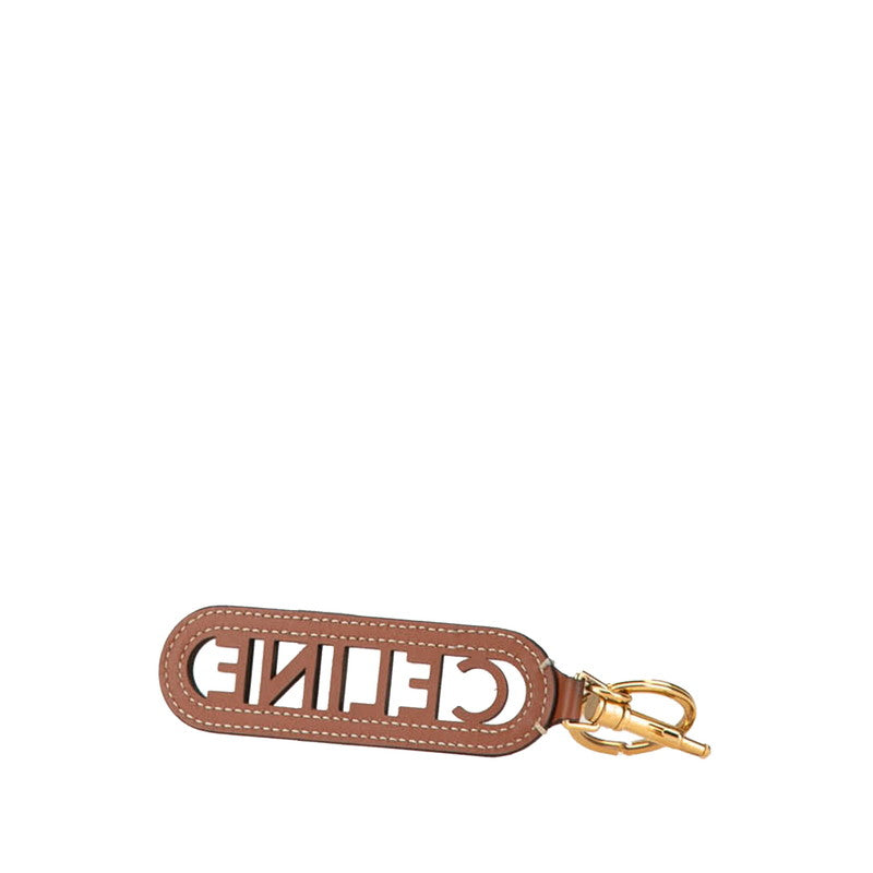 Celine Leather Logo Charm Keychain