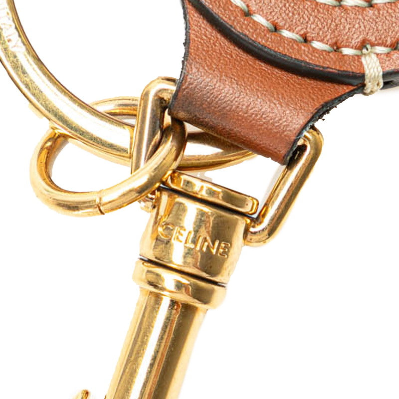 Celine Leather Logo Charm Keychain