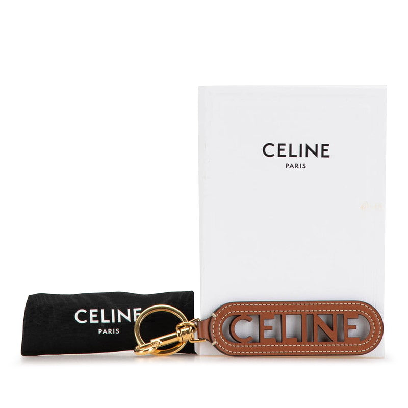 Celine Leather Logo Charm Keychain