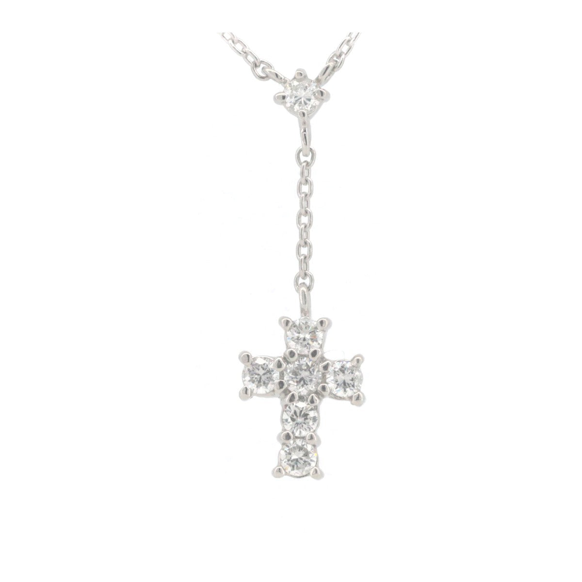 Vendome Aoyama Diamond Cross Necklace 0.23ct PT900/PT850 Platinum in Great Condition