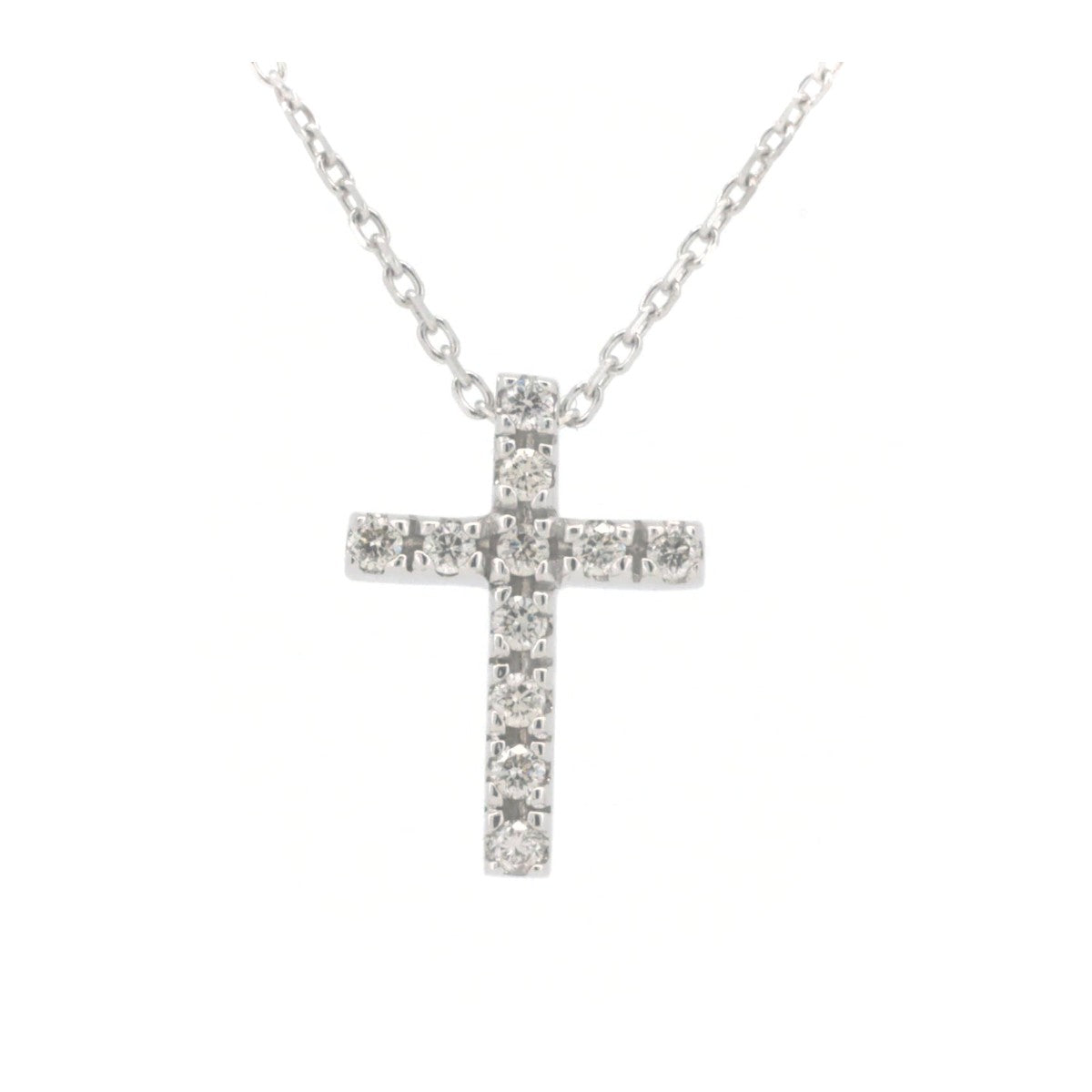 Pre-owned 18K White Gold Diamond Cross Necklace in Great Condition